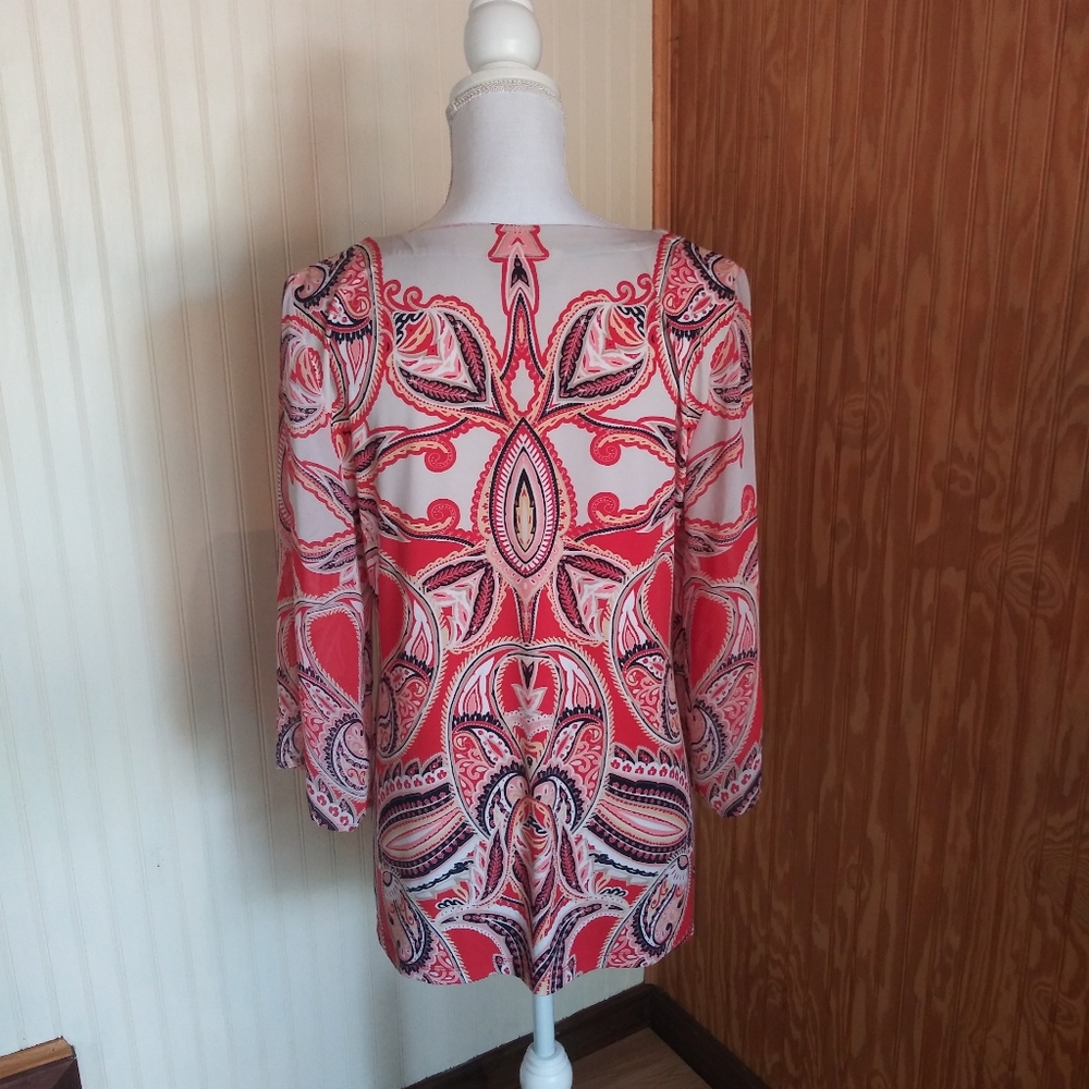 JM Collection Sheer Sleeve Long Sleeve Blouse - Picture 8 of 8